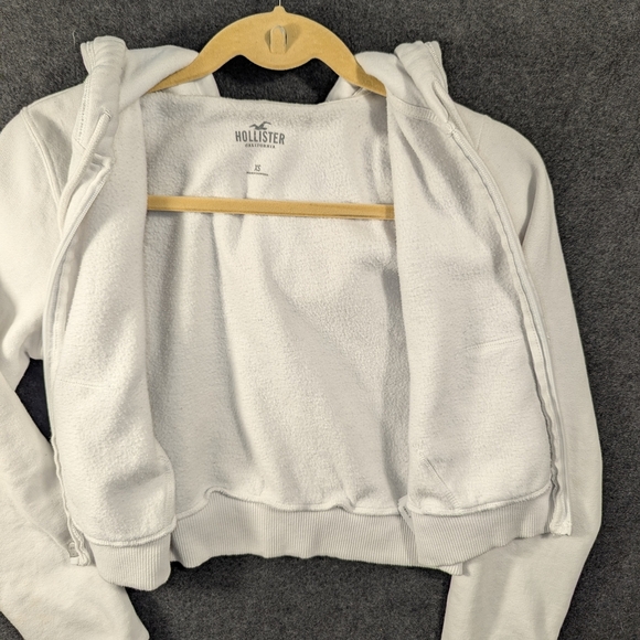 Hollister White Zip up Jacket SZ XS - Picture 5 of 6